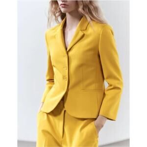 NWT Zara ZW Collection Blazer Yellow Blazer Corpcore Work Office Career Size S